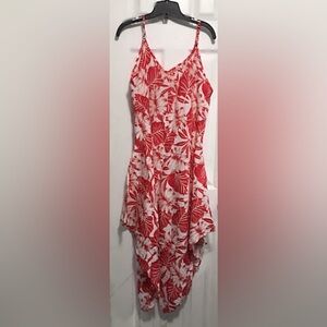 Tropical Red and White Floral Dress